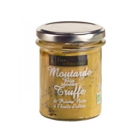 Moutarde Bio brisure Truffe noire et poivre noir - 175 g (Jean d'Audignac)disponible à la Maison Pollet de Toulouse