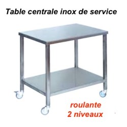 600x500x850 mm - Table centrale Inox de service roulante - 2 niveauxdisponible à la Maison Pollet de Toulouse