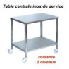 700x700x850 mm - Table centrale Inox de service roulante - 2 niveauxdisponible à la Maison Pollet de Toulouse