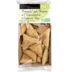 Triangles à l'emmental et à l'oignon Bio pur beurre - 60 g (Jean d'Audignac)disponible à la Maison Pollet de Toulouse