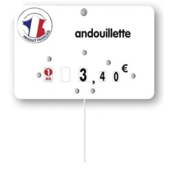 Etiquette : Produit français à texte - 8x12 cm (avec roulettes & pique inox)disponible à la Maison Pollet de Toulouse