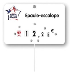 Etiquette : Viande de Veau française à texte - 8x12 cm (avec roulettes & pique inox)disponible à la Maison Pollet de Toulouse