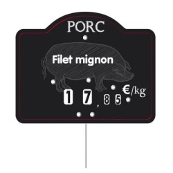 Etiquette : Maestro Porc à texte - 9x12 cm (avec roulettes & pique inox)disponible à la Maison Pollet de Toulouse