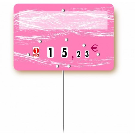 Etiquette : Turbulence rose neutre - 7x10 cm (avec roulettes & pique inox)disponible à la Maison Pollet de Toulouse