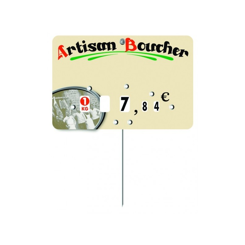 Etiquette : Marius Artisan Boucher neutre - 8x12 cm (avec roulettes & pique inox)disponible à la Maison Pollet de Toulouse