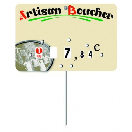 Etiquette : Marius Artisan Boucher neutre - 8x12 cm (avec roulettes & pique inox)disponible à la Maison Pollet de Toulouse