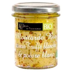 Moutarde Bio saveur Truffe blanche et poivre blanc - 175 g (Jean d'Audignac)disponible à la Maison Pollet de Toulouse