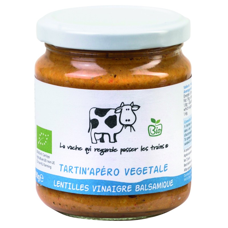 Tartin'Apéro végétale Lentilles Vinaigre Balsamique bio - 190 g (La vache qui regarde passer les trains)