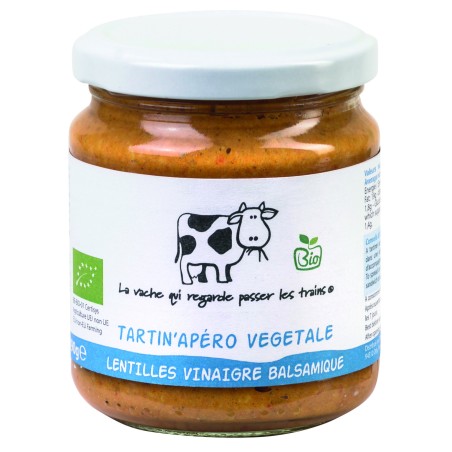 Tartin'Apéro végétale Lentilles Vinaigre Balsamique bio - 190 g (La vache qui regarde passer les trains)