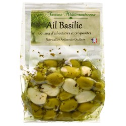 Olives vertes Ail & Basilic - 175 g  (Saveurs Méditerranéennes)