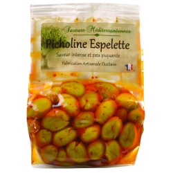 Olives vertes picholine au piment d'Espelette - 175 g  (Saveurs Méditerranéennes)