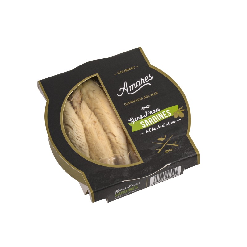Sardines filet sans peau & sans arrête à huile d'olive - 125 g (Amares)