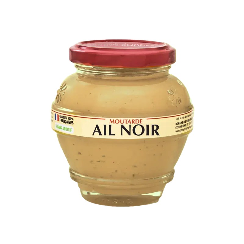 Moutarde Ail noir - 200 g (Terres Rouges)