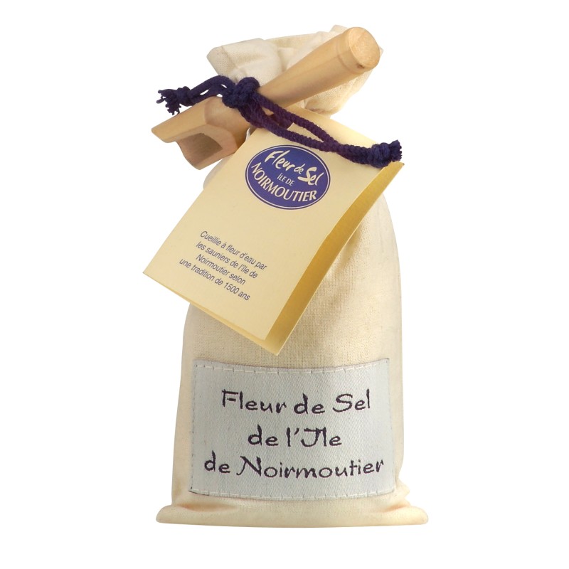 Sachet de Fleur de sel de Noirmoutier et sa pelle - 125 g (Ile de Noirmoutier)disponible à la Maison Pollet de Toulouse