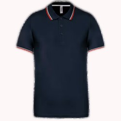 Polo maille piquée manches courtes homme - 220 g/m² Navi-Red-White _ Taille LPersonnalisation sur demande
