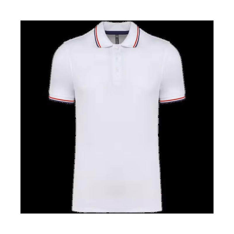 Polo maille piquée manches courtes homme - 220 g/m² White-Navi-Red_ Taille LPersonnalisation sur demande