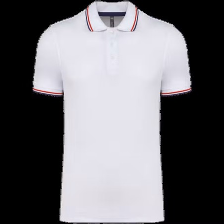Polo maille piquée manches courtes homme - 220 g/m² White-Navi-Red_ Taille XLPersonnalisation sur demande