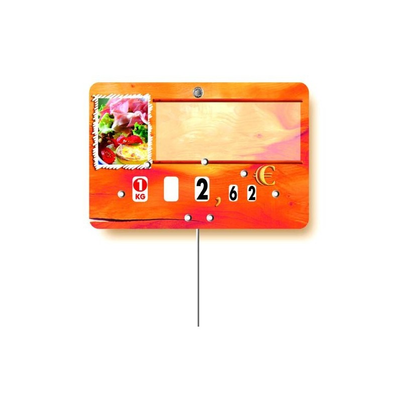 Etiquette : Paprika Charcuterie Traiteur neutre - 7x10 cm (avec roulettes & pique inox)disponible à la Maison Pollet de Toulouse