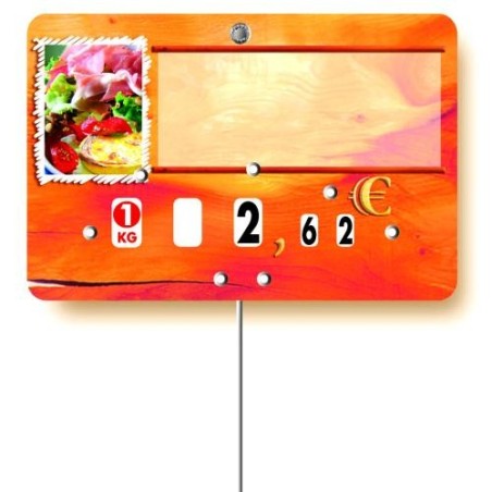 Etiquette : Paprika Charcuterie Traiteur neutre - 7x10 cm (avec roulettes & pique inox)disponible à la Maison Pollet de Toulouse