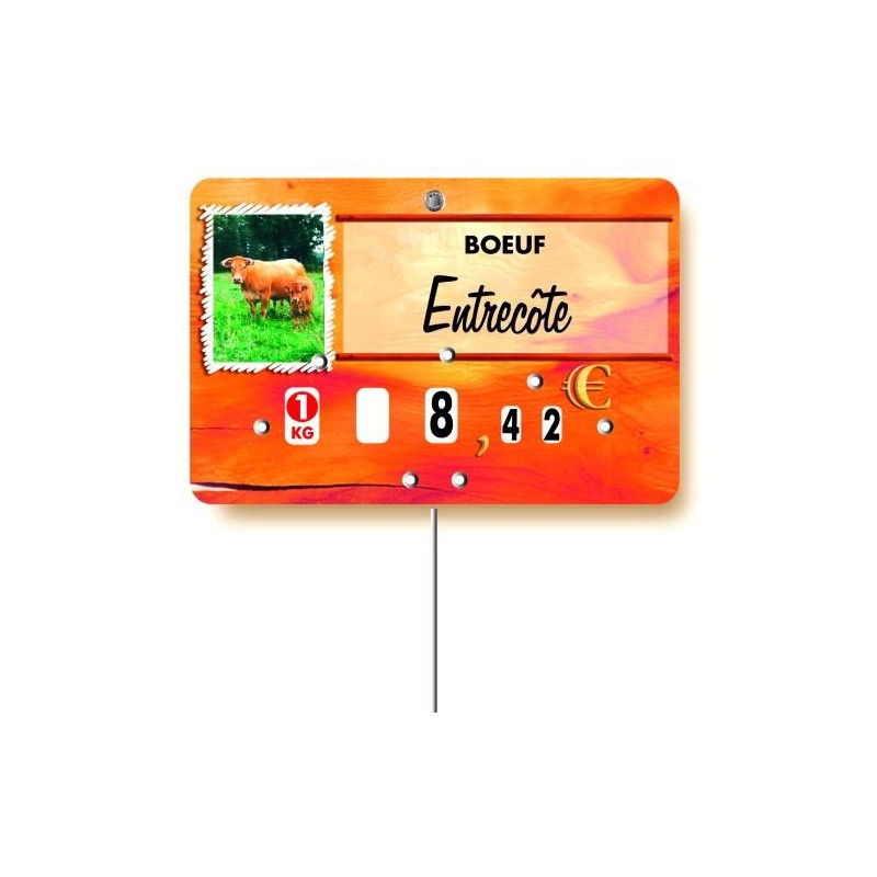 Etiquette : Paprika Viande Bovine ou Veau à texte - 8x12 cm (avec roulettes & pique inox)disponible à la Maison Pollet de Toulouse