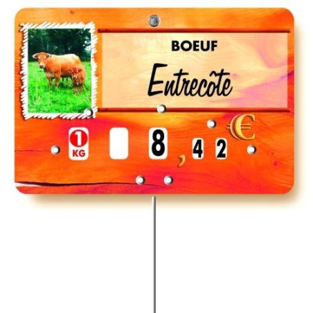 Etiquette : Paprika Viande Bovine ou Veau à texte - 8x12 cm (avec roulettes & pique inox)disponible à la Maison Pollet de Toulouse