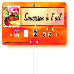 Etiquette : Paprika Charcuterie Traiteur à texte - 7x10 cm (avec roulettes & pique inox)disponible à la Maison Pollet de Toulouse