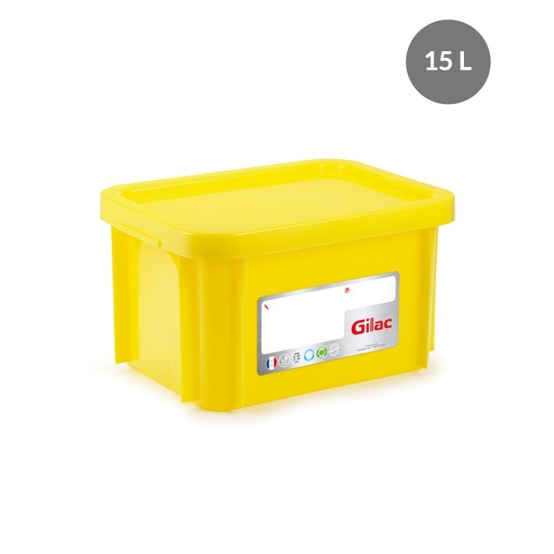 Bac & Couvercle HACCP PEHD Jaune 15 L - 400x300x228 mm (Gilac)disponible à la Maison Pollet de Toulouse