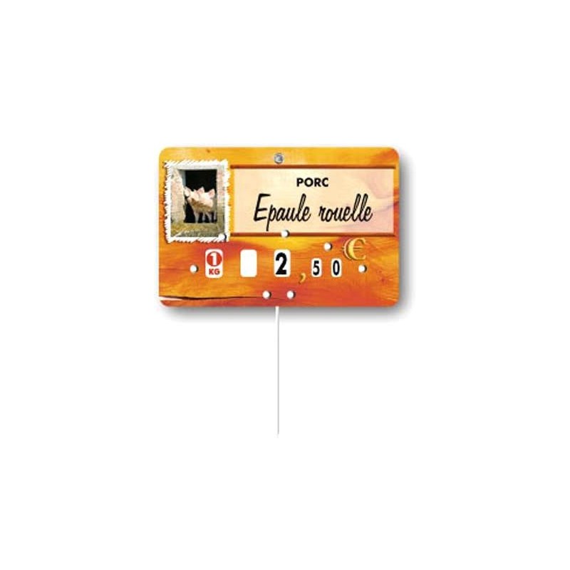 Etiquette : Paprika Porc à texte - 8x12 cm (avec roulettes & pique inox)disponible à la Maison Pollet de Toulouse