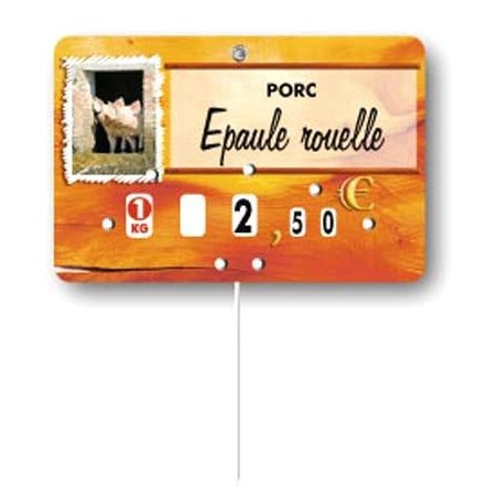 Etiquette : Paprika Porc à texte - 8x12 cm (avec roulettes & pique inox)disponible à la Maison Pollet de Toulouse