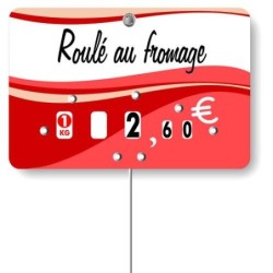 Etiquette : Evasion Charcuterie Traiteur à texte - 7x10 cm (avec roulettes & pique inox)disponible à la Maison Pollet de Toulouse