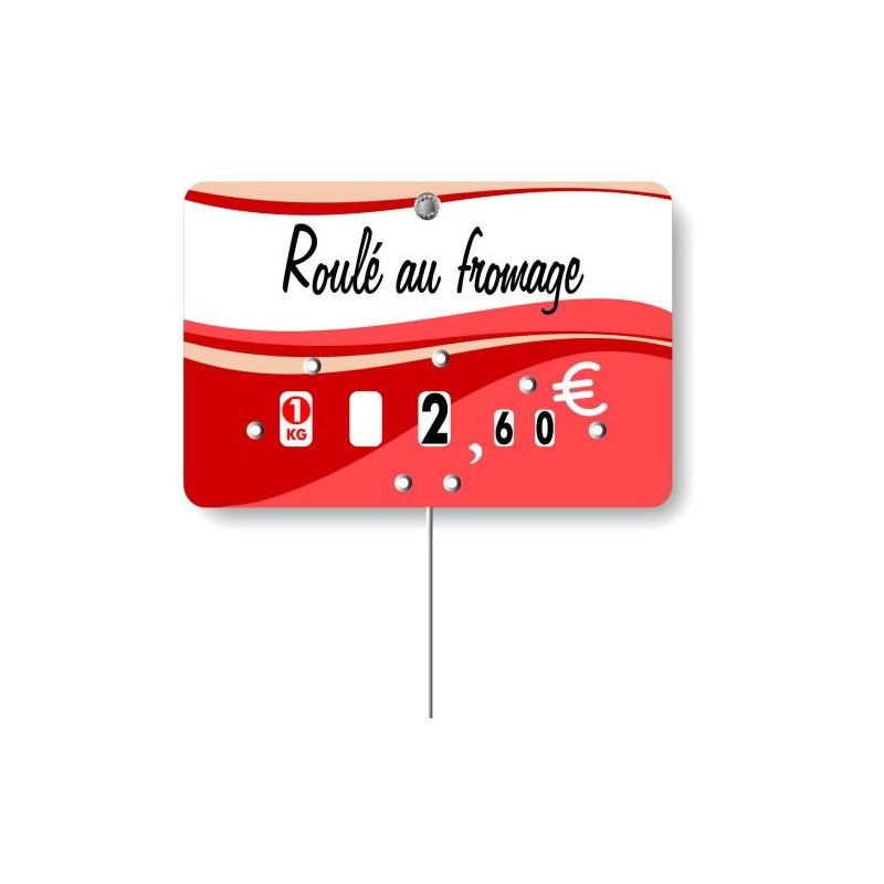 Etiquette : Evasion Charcuterie Traiteur à texte - 7x10 cm (avec roulettes & pique inox)disponible à la Maison Pollet de Toulouse