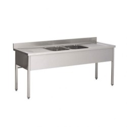 2400x700x880 mm - 2 Cuves de 600x500x300 mm - Plonge sur pieds + 2 égouttoirs droite & gauchedisponible à la Maison Pollet de Toulouse