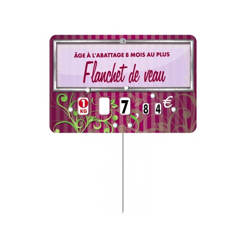 Etiquette : Arabesque fushia à texte - 7x10 cm (avec roulettes & pique inox)disponible à la Maison Pollet de Toulouse