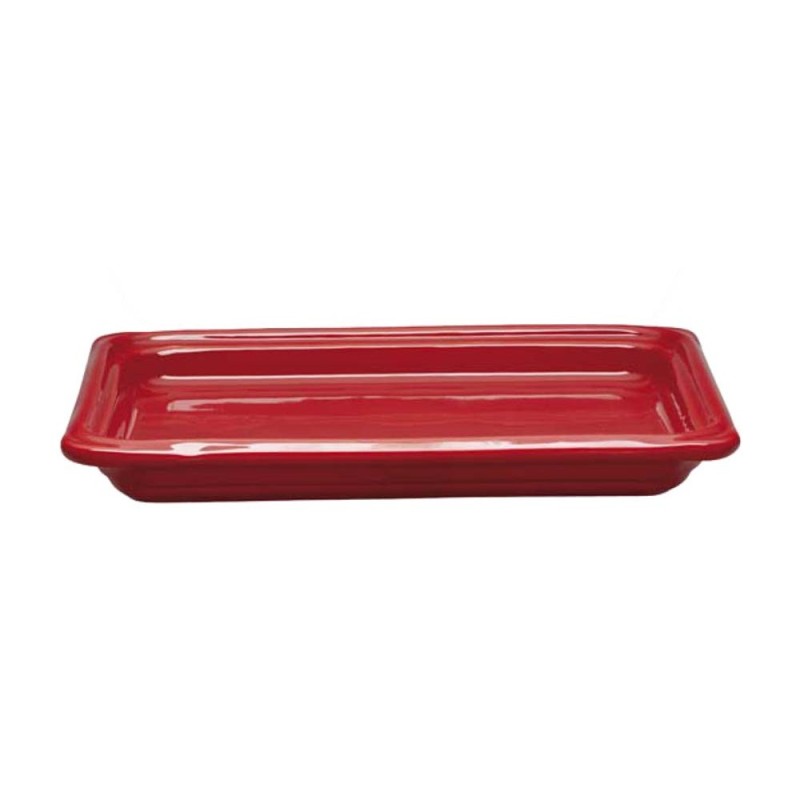 Plat grès Rouge cerise 325x265x40 mm - Gastronorm 1/2 - 1.1 L (Emile Henry)disponible à la Maison Pollet de Toulouse