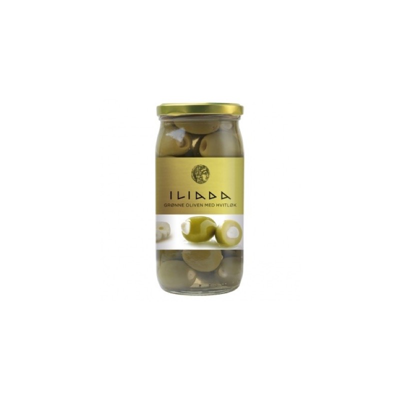 Olives vertes à l'ail - 37 cl (Illiada)disponible à la Maison Pollet de Toulouse