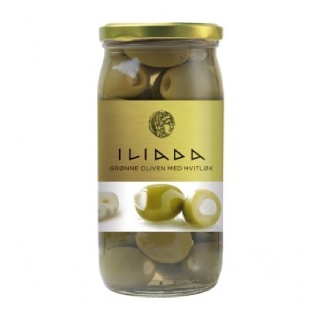 Olives vertes à l'ail - 37 cl (Illiada)disponible à la Maison Pollet de Toulouse