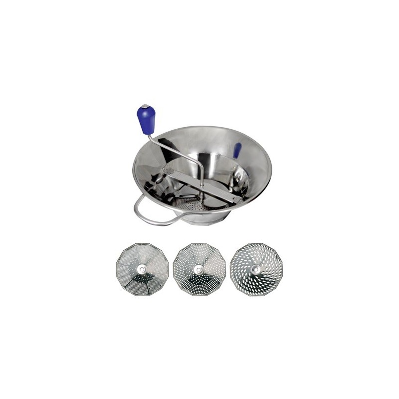 Presse Purée N°3 Inox Ø 310 mm avec grille Ø 1,5 - 2,5 - 4 mmdisponible à la Maison Pollet de Toulouse