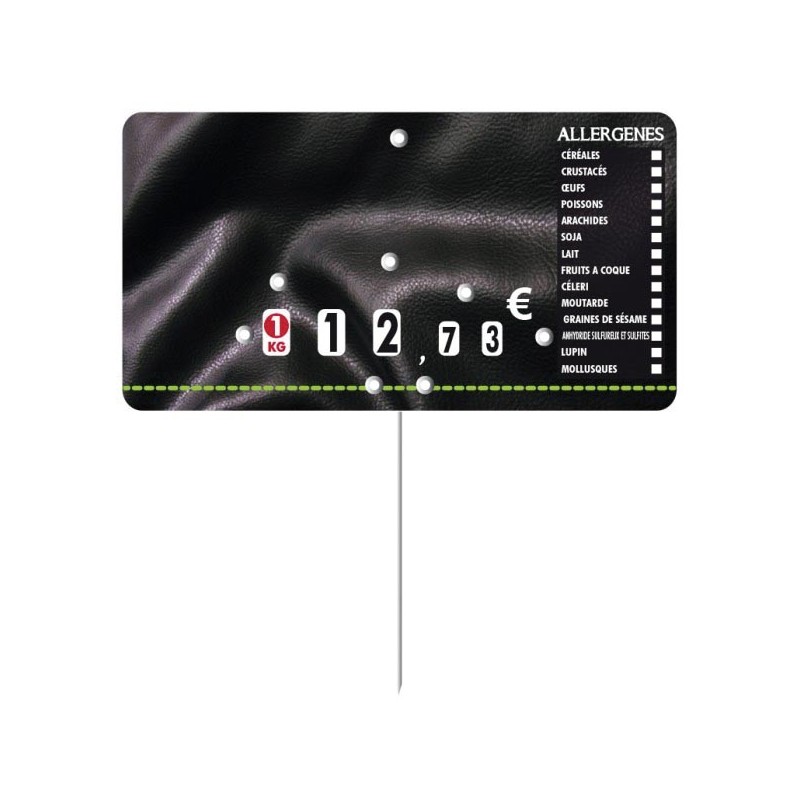 Etiquette : Presto neutre avec allergènes - 7x13 cm (avec roulettes & pique inox)disponible à la Maison Pollet de Toulouse