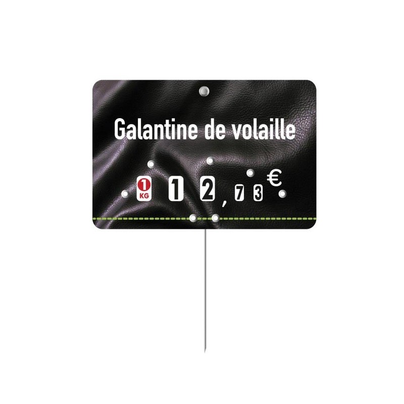 Etiquette : Presto à texte - 7x10 cm (avec roulettes & pique inox)disponible à la Maison Pollet de Toulouse