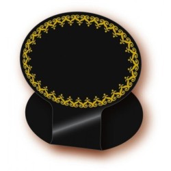 Etiquette : Noire dentelle jaune avec pied - 7x5 cmdisponible à la Maison Pollet de Toulouse