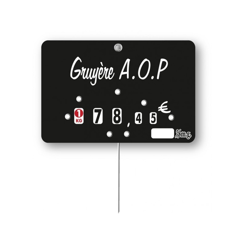 Etiquette : Noire Crèmerie à texte - 7x10 cm (avec roulettes & pique inox)disponible à la Maison Pollet de Toulouse