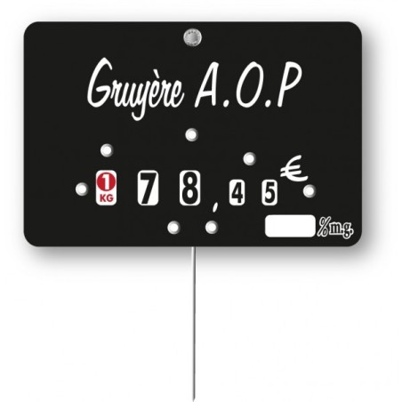 Etiquette : Noire Crèmerie à texte - 7x10 cm (avec roulettes & pique inox)disponible à la Maison Pollet de Toulouse