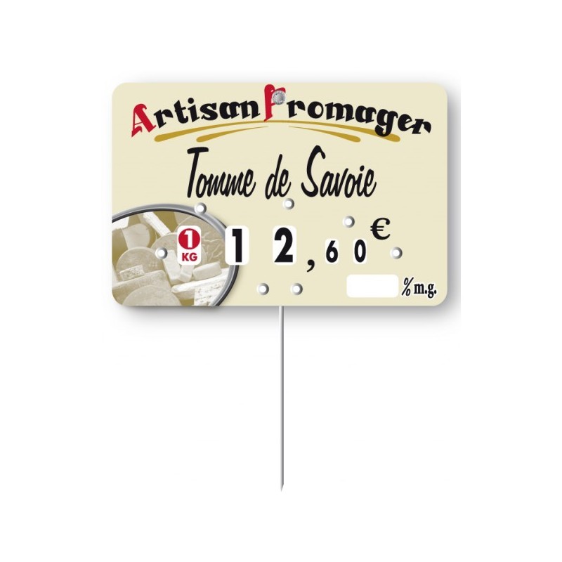 Etiquette : Marius Artisan Fromager à texte - 7x10 cm (avec roulettes & pique inox)disponible à la Maison Pollet de Toulouse