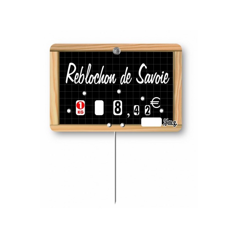 Etiquette : Ecolière Crèmerie à texte - 7x10 cm (avec roulettes & pique inox)disponible à la Maison Pollet de Toulouse