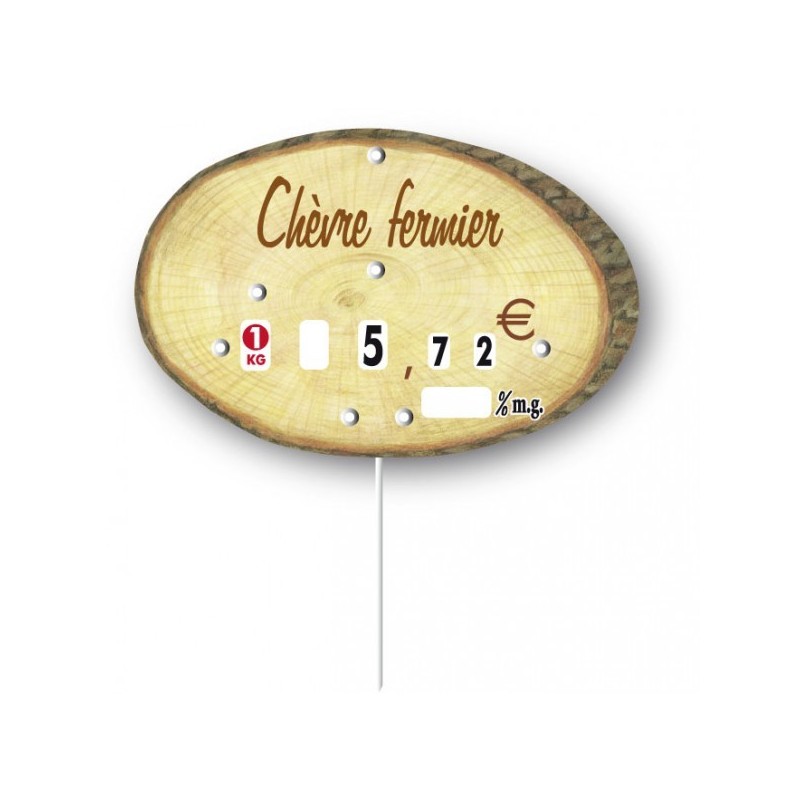 Etiquette : Rondin Crèmerie à texte - 8x12 cm (avec roulettes & pique inox)disponible à la Maison Pollet de Toulouse