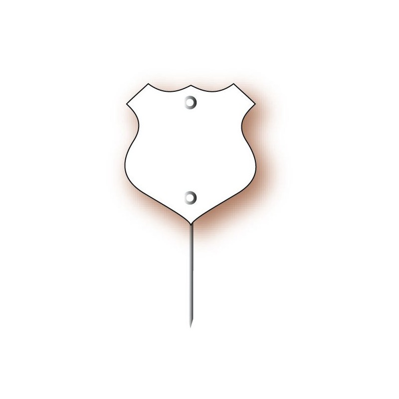 Etiquette : Ecusson blanc - 4x5 cm (pique inox)disponible à la Maison Pollet de Toulouse