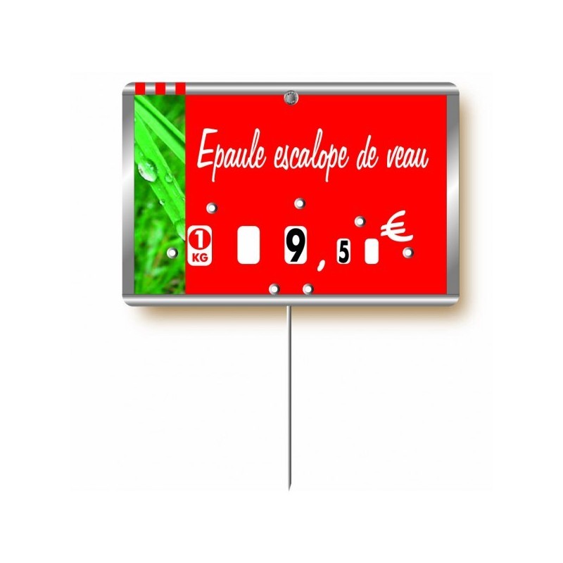 Etiquette : Métallic Boucherie à texte - 8x12 cm (avec roulettes & pique inox)disponible à la Maison Pollet de Toulouse