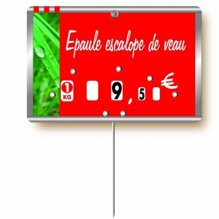 Etiquette : Métallic Boucherie à texte - 8x12 cm (avec roulettes & pique inox)disponible à la Maison Pollet de Toulouse