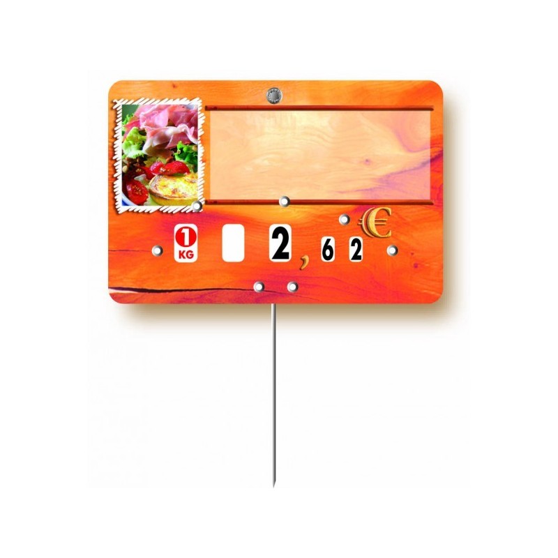 Etiquette : Paprika Charcuterie Traiteur neutre - 6x9 cm (avec roulettes & pique inox)disponible à la Maison Pollet de Toulouse