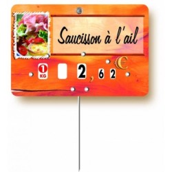 Etiquette : Paprika Charcuterie Traiteur à texte - 6x9 cm (avec roulettes & pique inox)disponible à la Maison Pollet de Toulouse